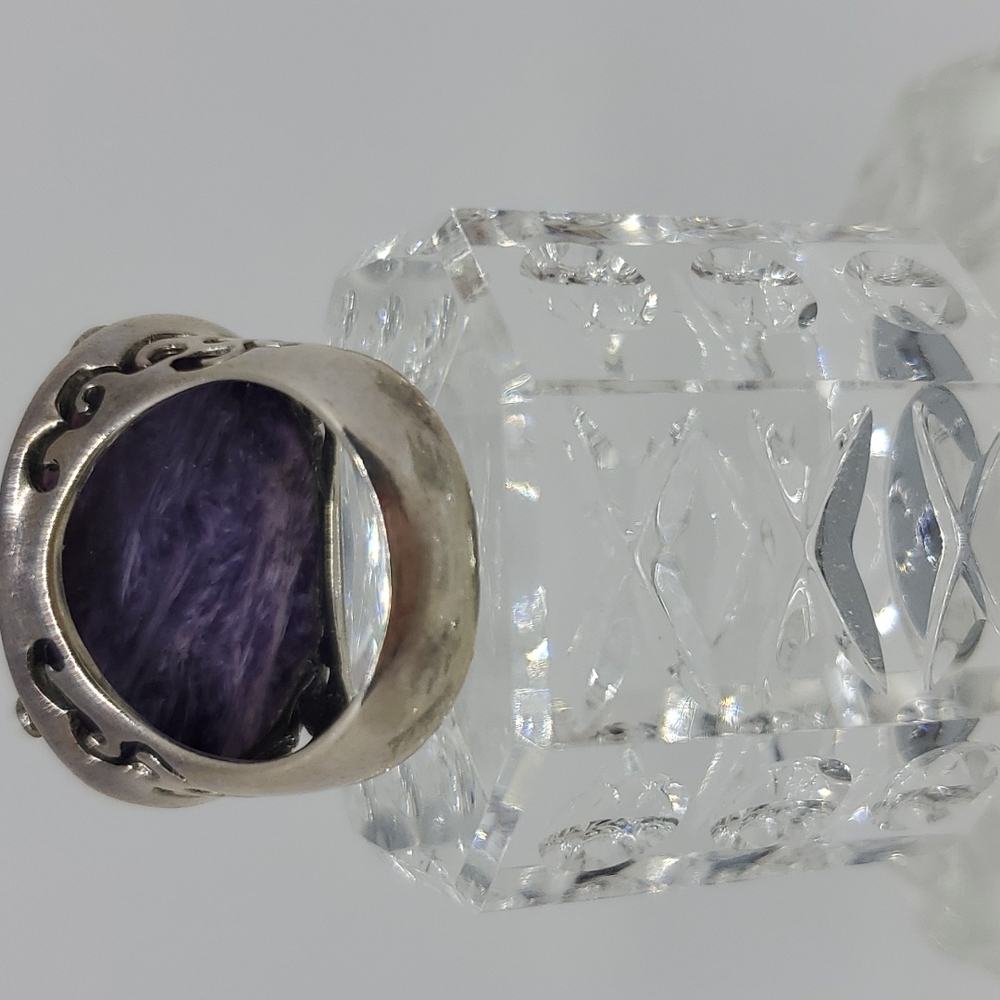 Purple Charoite and Silver Ring - Picture 3 of 6